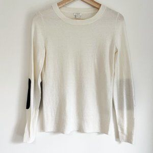 J. Crew | White Elbow Patch Sweater | XS